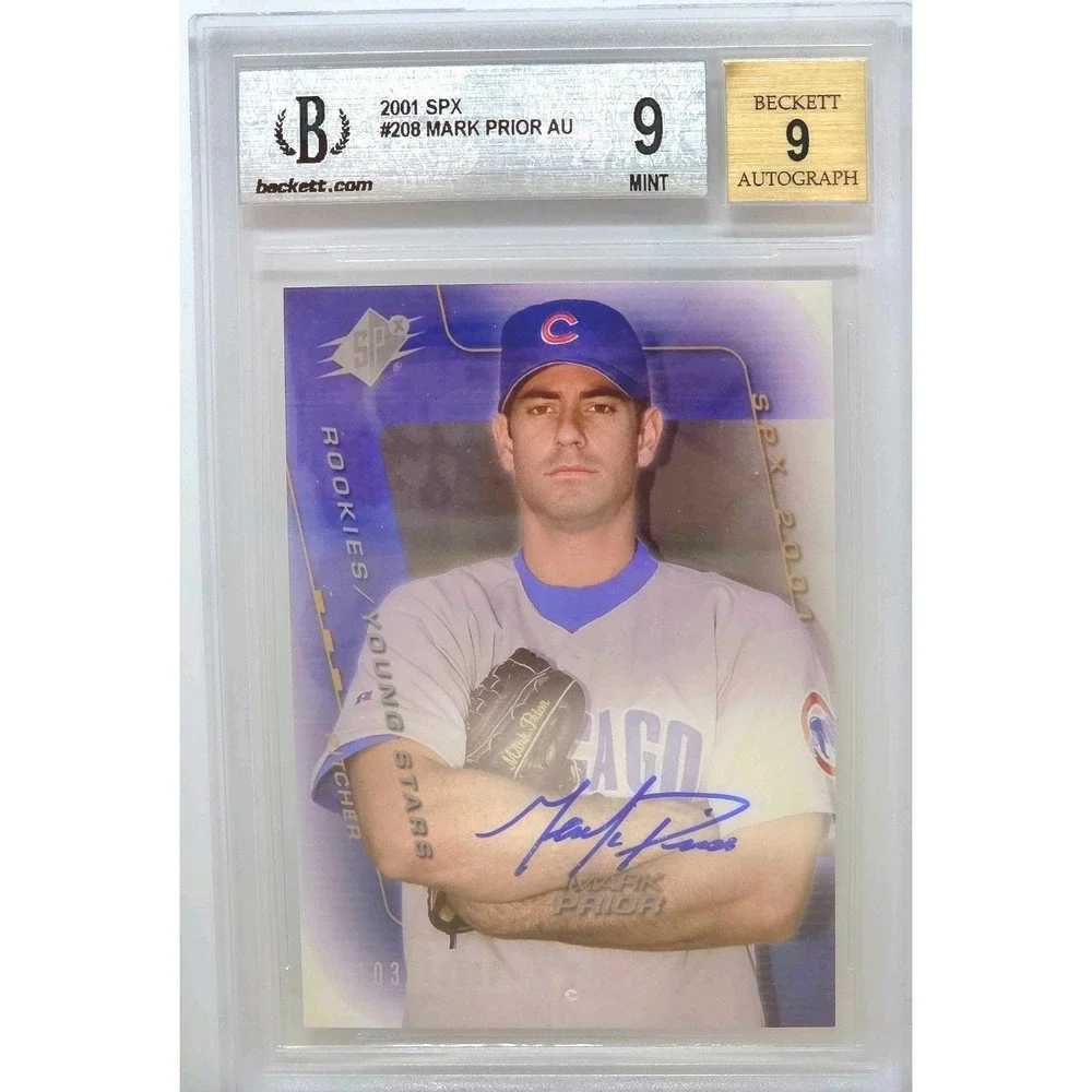 2001 SPx‎ - Rookies/Young Stars Autograph Mark Prior #1030 /1500 (AU, RC) BGS 9